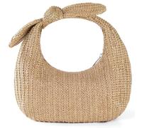 WEKAMOS Beige Basket Handbag with Delicate Woven Texture and Rustic Style, Made of Polyester, Convenient to Carry and Can be Hung for Storage, for Photography and Home Storage Use