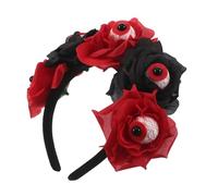 WEKAMOS Bleeding Eyeball Halloween Headband with Vibrant Rose Petals Lightweight Spooky Hair Hoop for Ghost House Parties and Carnival Themes Halloween Day Accessories for Women