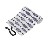 WEKAMOS Canvas Pencil Roll Wrap Organizer with 48 Slots Cotton Linen Portable Pencil Pouch for Artists and Students Cartoon Saury Pattern for Travel and School Use