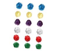 WEKAMOS Cat Pom Pom Balls 18pcs Glitter Tinsel 5cm Diameter Interactive Bite-resistant Pet Toy for Indoor Cats and Kittens Random Color