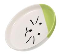 WEKAMOS Ceramic Shallow Cat Food Plate Face Design Wide Bowl for Wet Food and Raw Meat Indoor Pet Feeding Dish for Kittens