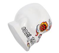 WEKAMOS Ceramic Tiki Cocktail Mug White Skull Design Hawaiian Luau Party Drinkware Tropical Bar Glass for Summer Events