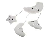 WEKAMOS Cloud and Moon Plush Hanging with Built in Wind Chime for Soft White Stroller Crib Music to Stimulate Hearing and Touch Easy to Attach and Remove for Boys
