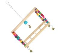 WEKAMOS Colorful Wooden Bead Hanging Bird Swing Parrot Perch Stand Sturdy Suspended Cage for Parakeets Conures and Caged Birds