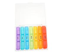 WEKAMOS Compartment Rainbow Portable Medicine Box Strong Sealing Weekly Pill Organizer for Travel Safe Plastic Container for Vitamins and Tablets