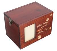 WEKAMOS Cremation Bone Ash Pet Urns Wood Box with Photo Frame, Portable Memorial Container for Dogs and Cats