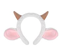 WEKAMOS Cute Khaki Plush Sheep Horn Headband with Ears, Cartoon Animal Hair Hoop for Party, Festival Costume Accessory, Soft Woolly Headwear for Photo Props