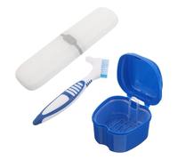 WEKAMOS Denture Care Kit Cleaning Brush Portable Case for Travel Office and Daily Use for False Teeth Care and Storage