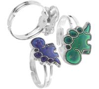 WEKAMOS Dinosaur Mood Ring Set 3pcs Adjustable Emotion Changing Finger Rings Unisex Costume Jewelry for Women Men Party Favors
