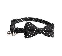 WEKAMOS Dot Bow Tie Pet Collar with Bell Comfortable Neck Chain for Dogs and Cats Stylish Photo Prop Accessory Felt Neck Ring in Black