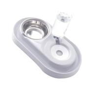 WEKAMOS Dual Pet Feeding Bowl with Built-in Water Bottle Portable Water Feeder and Food Dish for Cats Kittens and Dogs Plastic Design in Beige Anti-spill and Easy to Clean
