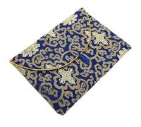 WEKAMOS Embroidered Brocade Coin Purse with Chinese Knot Closure Ethnic Style Jewelry and Buddhist Scriptures Storage Pouch Cloth Bag for Books Accessories and Travel Container