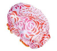 WEKAMOS Extra Large Double-layer Satin Shower Cap for Women with Long Hair Elastic Reusable Bathing Cap Comfortable Snug Fit Stylish Protective Hair Cover