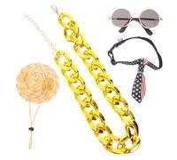 WEKAMOS Fashion Cat Costume with Gold Chain Necklace Sunglasses Collar Hat Lightweight Pet Accessories for Daily Wear Photoshoots Parties Fits Cats