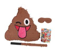WEKAMOS Funny Poop Pinata with Bat and Confetti for Birthday Party Games Humorous Prank Decoration and Interactive Candy Smash Activity Easy to Hang Fiesta Supplies Random Color
