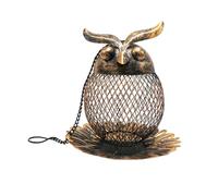 WEKAMOS Garden Iron Bird Feeder Hanging Chain Design Owl Shape Creative Lovely Sturdy Feeder for Outdoor Garden