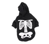 WEKAMOS Halloween Glow Skeleton Dog Costume Jumpsuit for Small Medium Dogs Black Skull Print Pet Clothes for Outdoor Walks Parties Photography