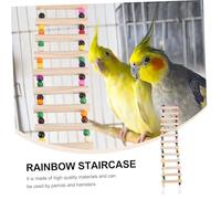 WEKAMOS Hamster Climbing Ladder Wooden with Bite Beads for Small Birds and Parakeets Safe Chew Playground for Hamsters and Parrots Ladder Exercise and Skill Development