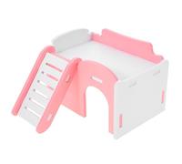 WEKAMOS Hamster House with Adorable Slope Ladder Pink Pet Hideout Hut and Play Spot for Hamsters Mice and Furry Animals Creative Fun Climbing Habitat