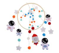WEKAMOS Handmade Cot Mobile for Infants and Toddlers Astronaut and Rocket Felt Nursery Mobile Stars and Clouds Soother for Infant Bed Accessories Boho Nursery Decoration