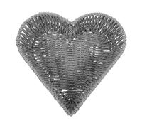 WEKAMOS Heart Shaped Woven Paper Rope Storage Basket Grey Mesh Design for Bread Snacks Fruits Organizer Tray with Large Capacity and Air Circulation for Home Kitchen