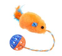 WEKAMOS Interactive Cat with Plush Bell Mouse and Ball Bright Orange Teasing Playing for Indoor Cats Reduces Loneliness and Encourages Exercise Protects Furniture From Biting and