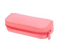 WEKAMOS Large Capacity Silicone Pencil Case for Students Pink Aesthetic Zipper Pouch Slim Pen Holder for School and Office