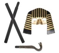 WEKAMOS Lightweight Egyptian Costume Set for Soft Comfortable Halloween Mask and Staff Creative Role Play Accessories for Boys for Mardi Gras Themed Parties and Stage Performances