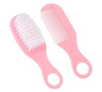 WEKAMOS Massage Comb and Soft Bristle Brush Set for Newborns Hair Care Kit Pink Tooth Design to Protect Scalp Durable Static Material for Gentle Hair Grooming and Brain Development