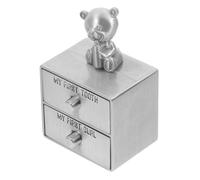 WEKAMOS Metal Tooth and Curl Keepsake Box Double Organizer for Nursery Decor Deciduous Teeth and Hair Holder Stylish and Practical Memory Storage Case