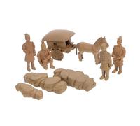 WEKAMOS Mini Terracotta Warriors Figurines Set Retro Desktop Decor with Horse Statue Smooth Surface Collectible Chinese Sculpture for Home Office Display