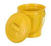 WEKAMOS Mini Trash Can with Lid for Desk - Small Yellow Desktop Garbage Bin 4.3x4.2x3.6 Inch, Creative Covered Wastebasket for Kitchen, Bedroom, Office Use