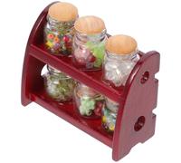 WEKAMOS Miniature Candy Jar with Rack for DIY Mini House Decor Small Doll Furniture Model Practical Micro Landscape Prop Elegant Tiny Home Accessory for Craft Enthusiasts