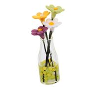 WEKAMOS Miniature Daisy Vase Dollhouse Decoration Accessories Transparent Glass Flower Pot with Artificial Mini Potted Flowers Compact Home Desktop Ornament for Dollhouse and Mini Bonsai