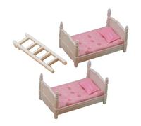 WEKAMOS Miniature Doll House Bunk Bed Cute Furniture with Pillows Quilts for Doll House Bedroom Decoration Supplies