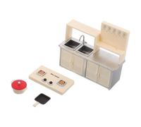 WEKAMOS Miniature Dollhouse Kitchen Realistic Mini Stove Induction Cooktop Frying Pan Skillet Pretend Play Accessories for Safe No Power for Creative Roleplay