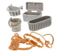 WEKAMOS Miniature Ranch Model Set Toy Farm Play Mat Accessory Kit Saddle Trough Bucket for Boys and Girls Diy Educational Play