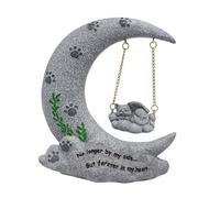 WEKAMOS Moon and Cat Angel Resin Memorial Stone Unique Pet Grave Marker for Cats and Kittens Garden Ornament for Indoor Outdoor Decoration Safe Synthetic Material