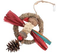 WEKAMOS Natural Bird Chew Toy for Parrots and Parakeets, Hanging Corn Husk and Watergrass Rope Foraging Toy, Large Pet Chewing Plaything for Cage Birds and Training