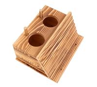 WEKAMOS Parrot Nesting Box Solid Wood Outdoor Bird House with Double Holes and Perch Rods for Breeding Parakeets Cockatiels Conures Weather-resistant Natural Wood Bird Nest