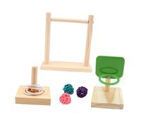 WEKAMOS Parrot Throw Ring with Natural Wood Basket Stand Funny Parrot Basketball Game for Caged Birds and Safe Foraging and Active