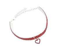 WEKAMOS Pet Dog Puppy Necktie Rhinestone Collar with Heart Shape Pendant Comfortable Chain Dog Collar for Parties Special Occasions Easy to Clean Durable