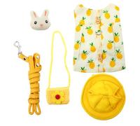 WEKAMOS Pet Rabbit Harness and Leash with Warm Costume and Cute Bunny Decoration Medium for Small to Adult Rabbits Lightweight Material Full Stomach and Neck Protection for Outdoor Walks