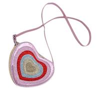 WEKAMOS Pink Heart Crossbody Wallet Shoulder Bag with Strap | Pu Cloth Finish, Lightweight Wear-resistant Build, Cute Trendy Look, Versatile Everyday Carry