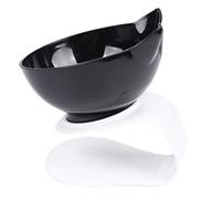 WEKAMOS Plastic Cat Feeder with Adorable Cat Ear Design Tilted Single Bowl for Food Water Detachable and Stable Whisker Friendly and Easy to Clean Black