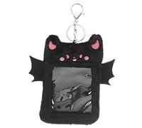 WEKAMOS Plush Card Holder Keychain with Visible Design Multi Functional Id Card Postcard Sleeve for Students Teachers Office Use Cute Demon Wings Decoration