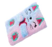 WEKAMOS Plush Cartoon Cat Notebook Lined Journal Book for Diary Diary Book with Fluffy Cover Design for Writing Planning and Drawing