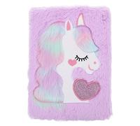 WEKAMOS Plush Unicorn Notebook A5 Portable Cute Journal for Students Girls Purple Fluffy Diary for Note Taking and Writing in School Or Travel