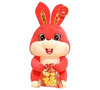 WEKAMOS Plush Year Rabbit Doll with Lucky Bag Decorative Stuffed for Home for Year Birthdays Special Occasions Adorable Rabbit Mascot with Vivid Expression