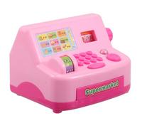 WEKAMOS Portable Cash Register with Scanner Educational Cognitive for Boys and Realistic Pretend Play Cashier for Math and Social Skill Development Compact Pink Model for Home and Outdoor